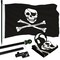 G128 Combo Pack: 5 Ft Tangle Free Aluminum Spinning Flagpole (Black) & Pirate Jolly Roger Bones Flag 2x3 Ft, ToughWeave Series Embroidered 300D Polyester | Pole with Flag Included